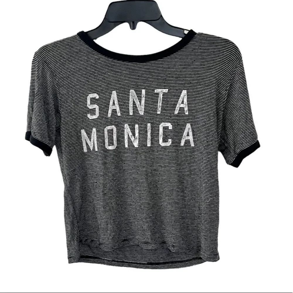 John Galt black and white striped short sleeve Santa Monica shirt